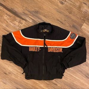 Boys vintage Harley Davidson racing full zip bomber windbreaker bike jacket